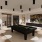 a game room with billiards